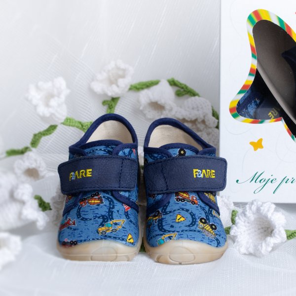 FARE FIRST KIDDY dětské papuče na suchý zip modré