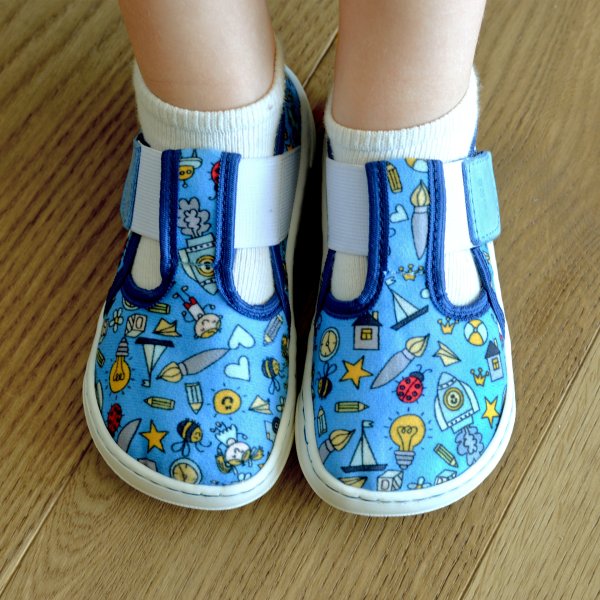 FARE MID-WIDE dětské papuče na suchý zip modré