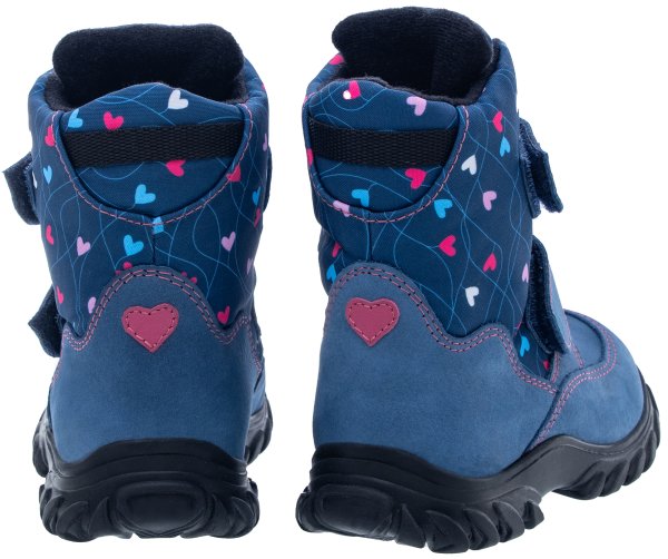 FARE KLASIK POLARIS dětské zimní nepromokavé boty modro-růžové