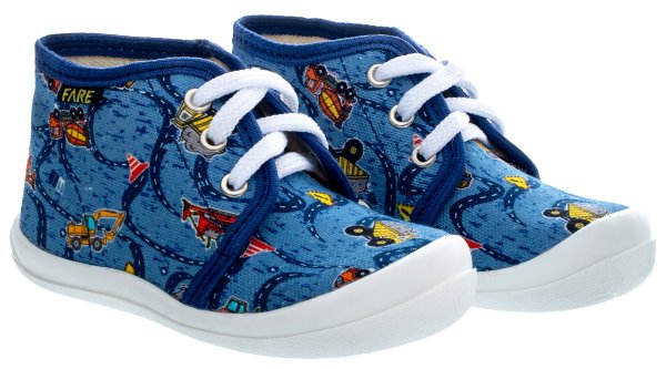 FARE KLASIK Dětské papuče šněrovací modré