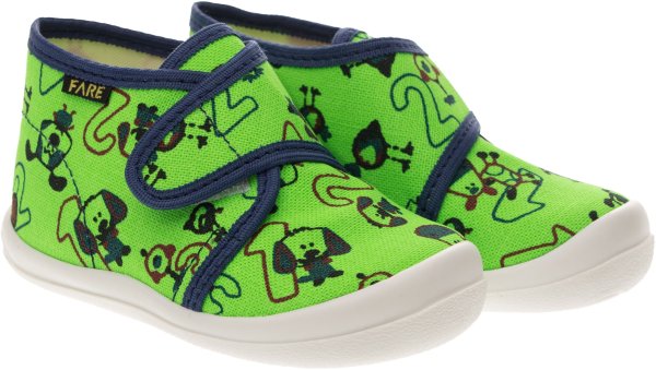 FARE KLASIK Dětské papuče na suchý zip zelené