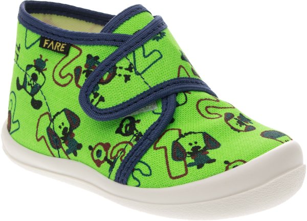 FARE KLASIK Dětské papuče na suchý zip zelené