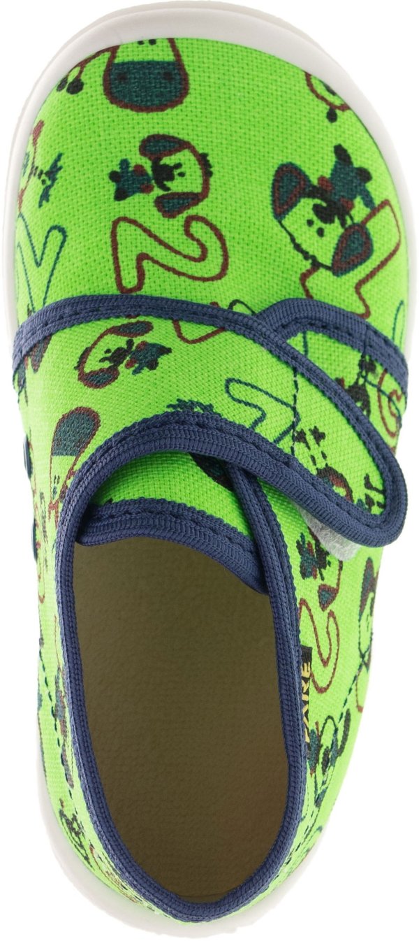 FARE KLASIK Dětské papuče na suchý zip zelené