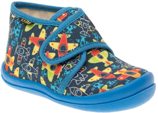 FARE KLASIK Dětské papuče na suchý zip modré