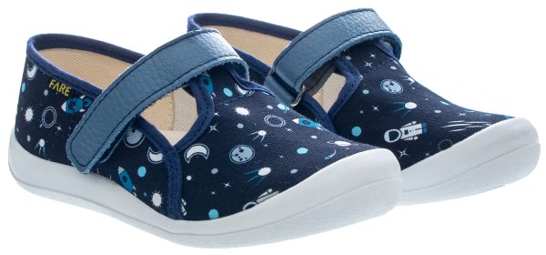 FARE KLASIK Dětské papuče na suchý zip modré