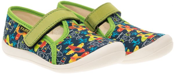 FARE KLASIK Dětské papuče na suchý zip zelené