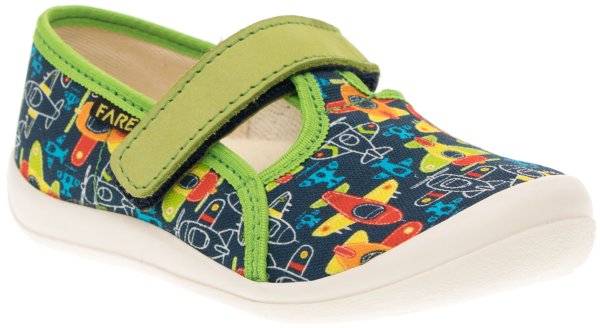 FARE KLASIK Dětské papuče na suchý zip zelené