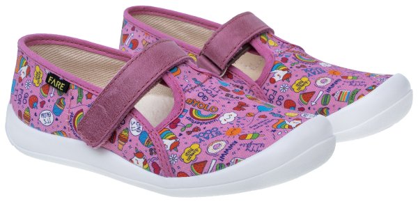 FARE KLASIK Dětské papuče na suchý zip růžové