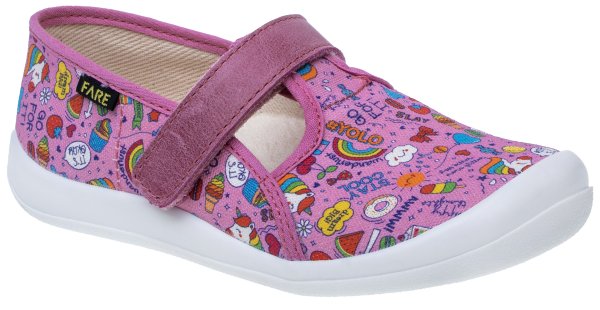 FARE KLASIK Dětské papuče na suchý zip růžové