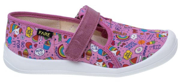 FARE KLASIK Dětské papuče na suchý zip růžové