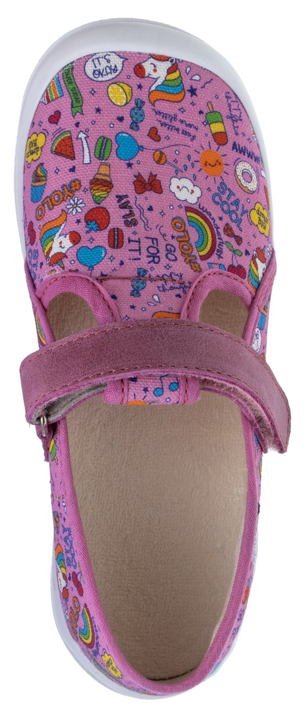 FARE KLASIK Dětské papuče na suchý zip růžové