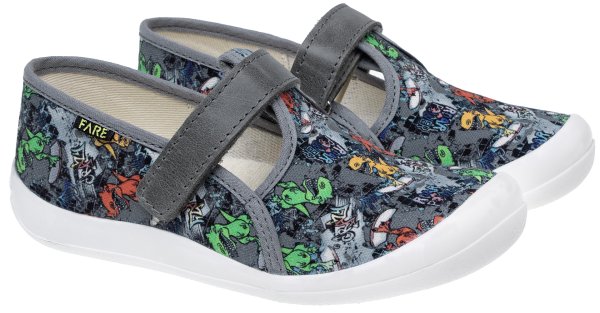 FARE KLASIK dětské papuče na suchý zip šedé