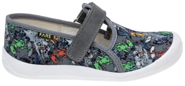 FARE KLASIK dětské papuče na suchý zip šedé