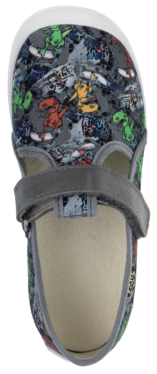 FARE KLASIK dětské papuče na suchý zip šedé