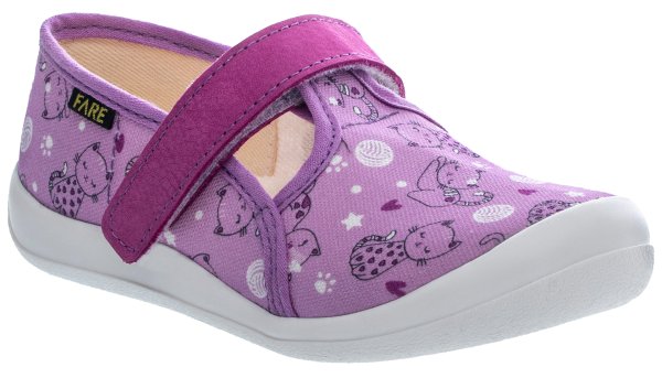 FARE KLASIK Dětské papuče na suchý zip fialové