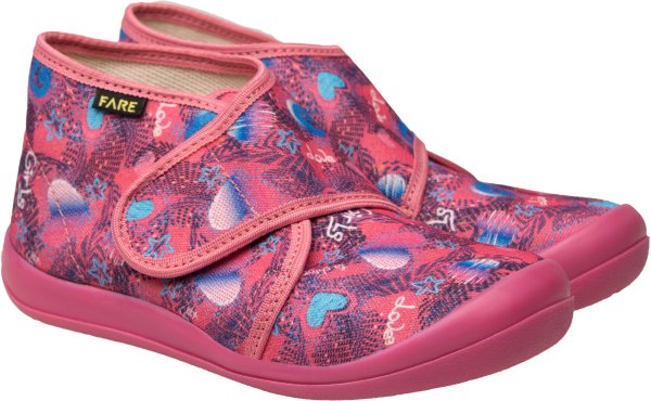 FARE KLASIK Dětské papuče na suchý zip růžové