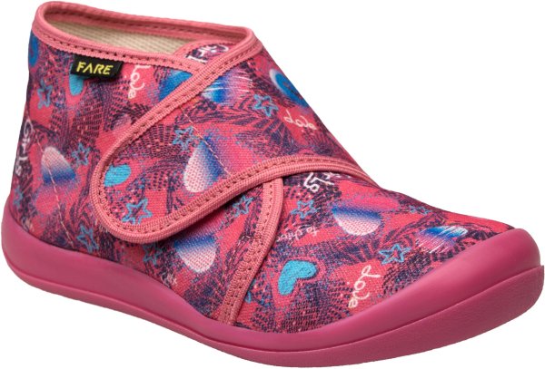 FARE KLASIK Dětské papuče na suchý zip růžové