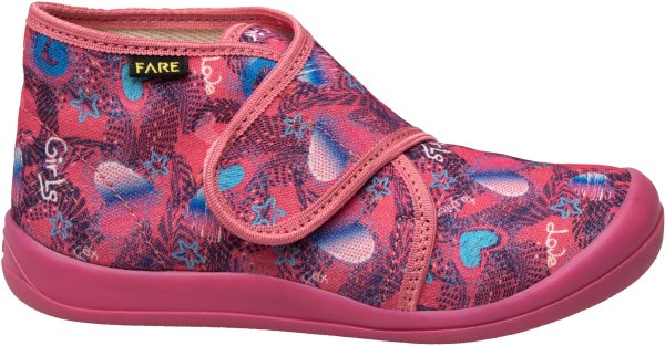 FARE KLASIK Dětské papuče na suchý zip růžové