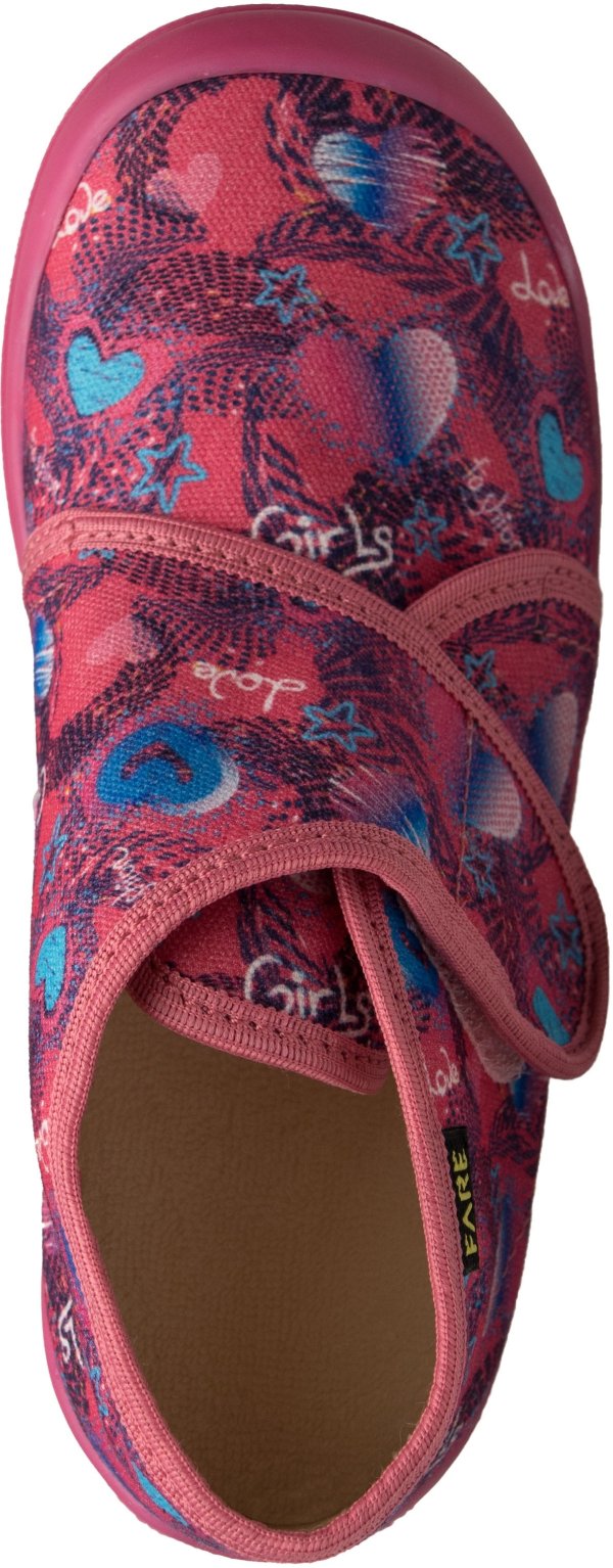 FARE KLASIK Dětské papuče na suchý zip růžové