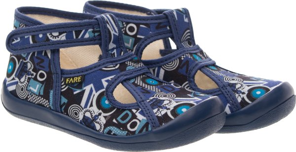 FARE KLASIK Dětské papuče na suchý zip modré