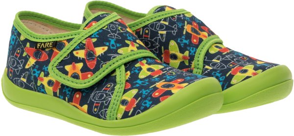 FARE KLASIK Dětské papuče na suchý zip zelené