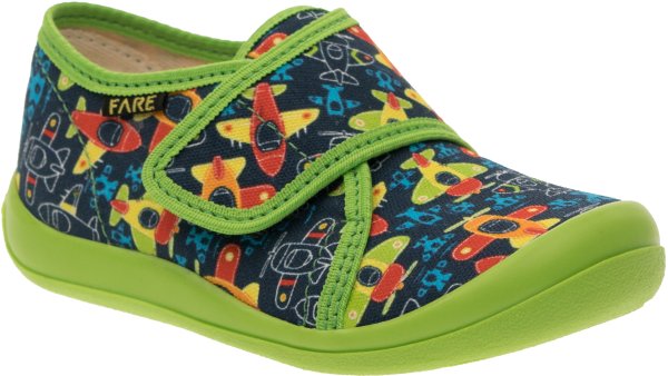 FARE KLASIK Dětské papuče na suchý zip zelené