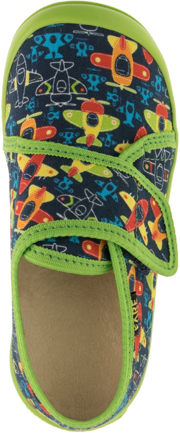 FARE KLASIK Dětské papuče na suchý zip zelené