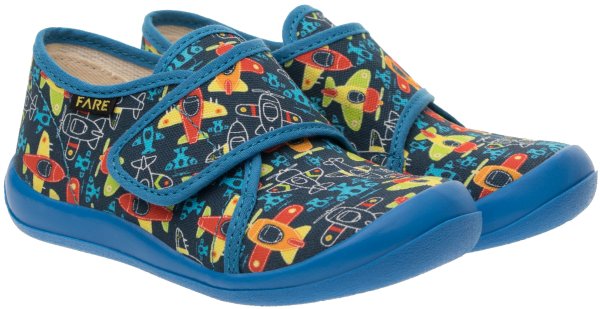 FARE KLASIK Dětské papuče na suchý zip modré