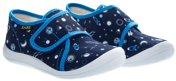 FARE KLASIK Dětské papuče na suchý zip modré