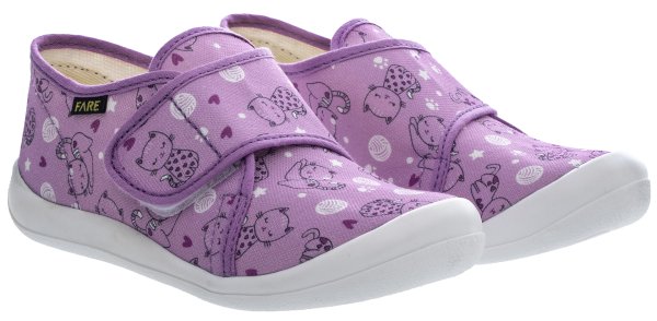 FARE KLASIK Dětské papuče na suchý zip fialové