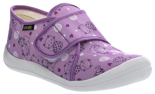 FARE KLASIK Dětské papuče na suchý zip fialové