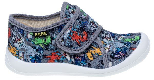 FARE KLASIK Dětské papuče na suchý zip šedé