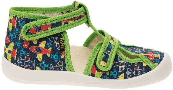 FARE KLASIK Dětské papuče na suchý zip zelené