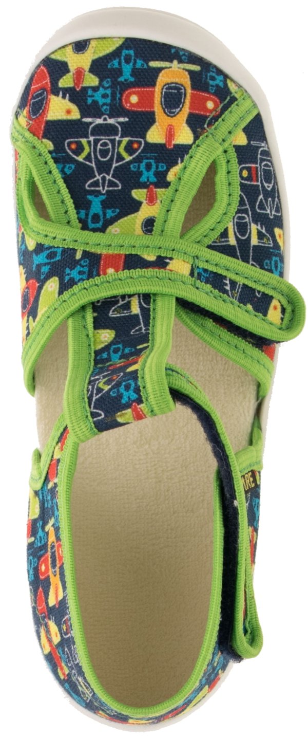 FARE KLASIK Dětské papuče na suchý zip zelené