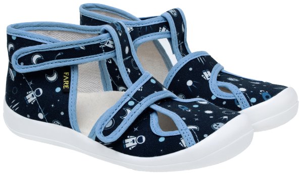 FARE KLASIK Dětské papuče na suchý zip modré