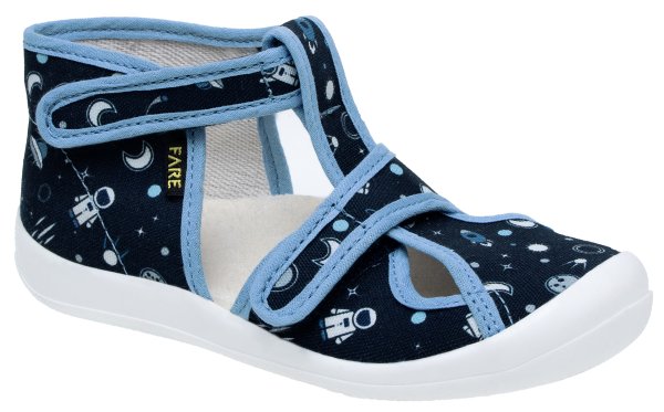 FARE KLASIK Dětské papuče na suchý zip modré