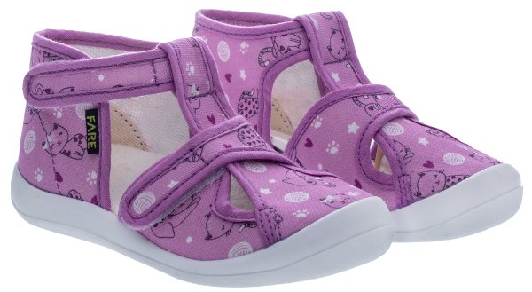 FARE KLASIK Dětské papuče na suchý zip fialové