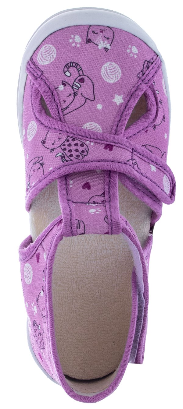 FARE KLASIK Dětské papuče na suchý zip fialové