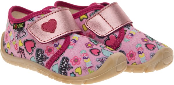 FARE FIRST KIDDY dětské papuče na suchý zip růžové