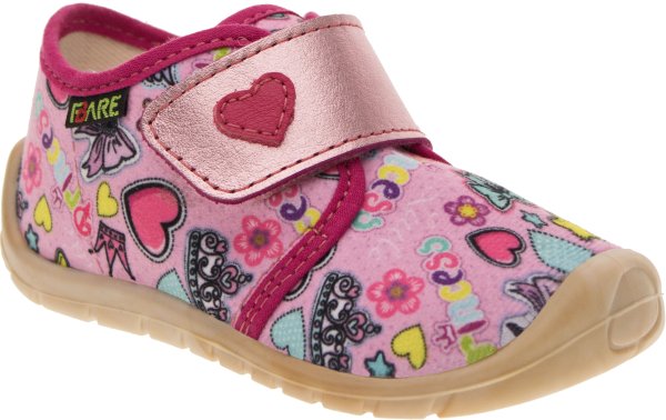 FARE FIRST KIDDY dětské papuče na suchý zip růžové