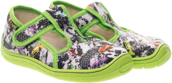 FARE BARE dětské papuče na suchý zip zelené