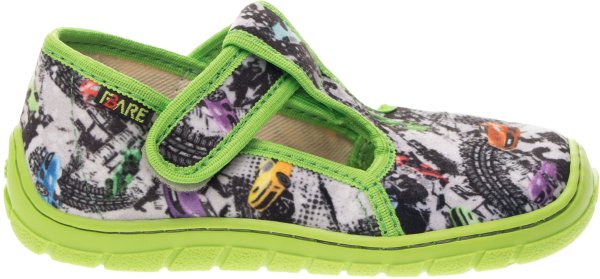 FARE BARE dětské papuče na suchý zip zelené