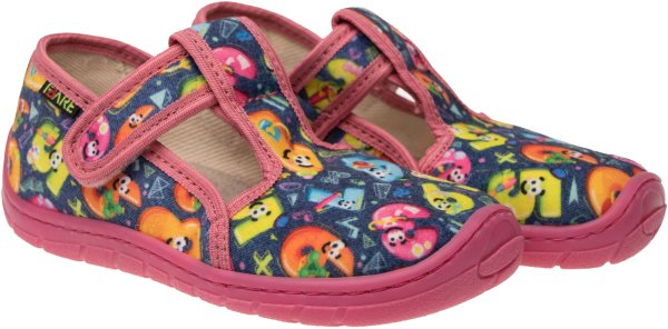 FARE BARE dětské papuče na suchý zip růžové