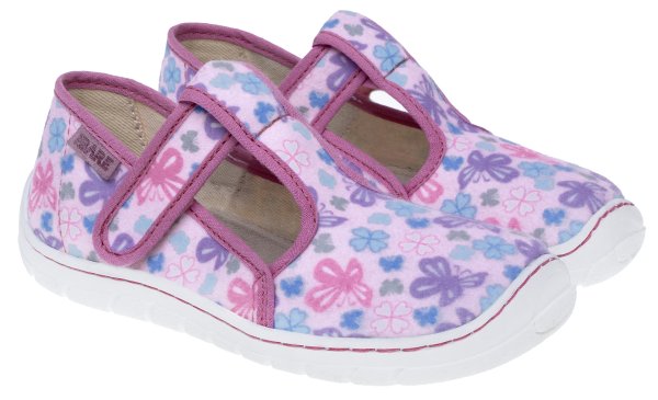 FARE BARE dětské papuče na suchý zip růžové