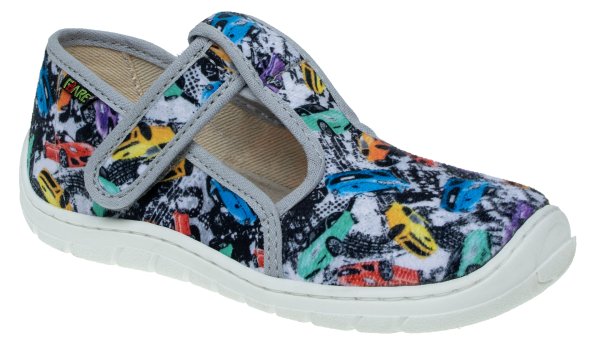 FARE BARE dětské papuče na suchý zip šedé