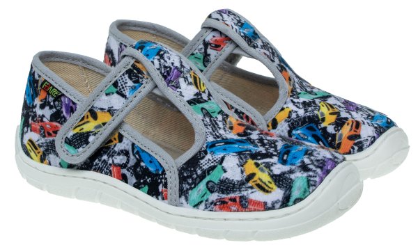 FARE BARE dětské papuče na suchý zip šedé