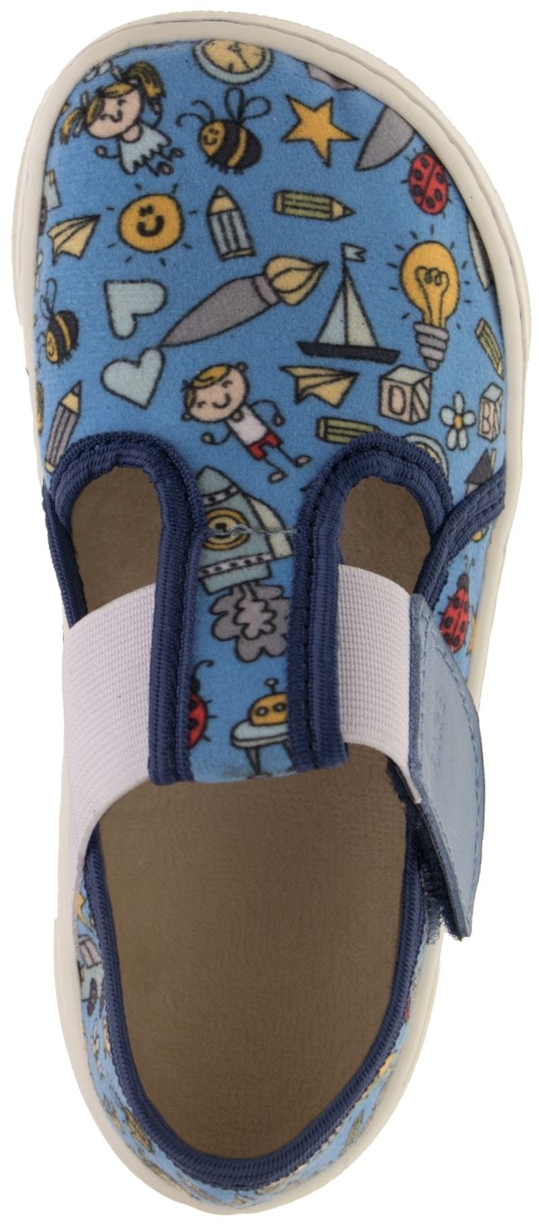 FARE MID-WIDE dětské papuče na suchý zip modré