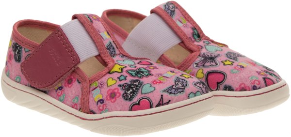 FARE MID-WIDE dětské papuče na suchý zip růžové