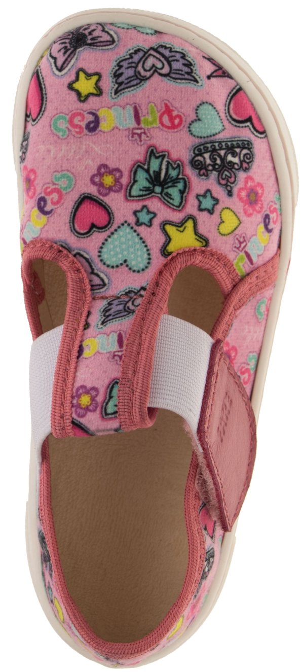 FARE MID-WIDE dětské papuče na suchý zip růžové