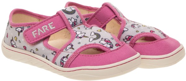 FARE MID-WIDE dětské papuče na suchý zip růžové